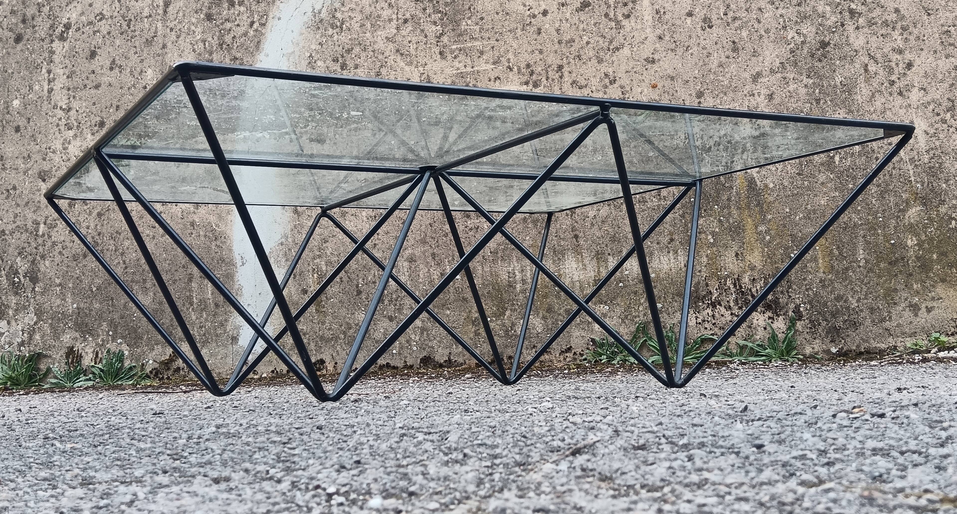 Metal and glass coffee table, 1980