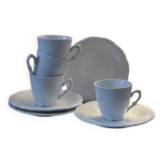 Servie à café ancien porcelaine Digoin France / 4 tasses vintage