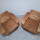Pair of Mid-Century Modern Czech Lounge Armchairs with Rolling Casters