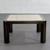 Square travertine and metal coffee table by BC Design