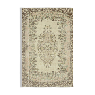 Tapis beige oriental unique en son genre fait à la main 177 cm x 271 cm