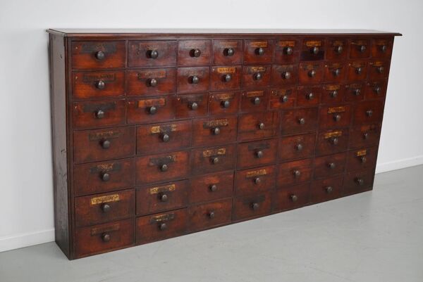Armoire d'apothicaire / commode à tiroirs en bois dur antique, Angleterre, XIXe siècle