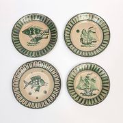 4 Vietri plates decorated by Fabbrica Ceramica Avallone, 1930s
