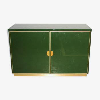 Italian emerald green and brass cabinet ,1970