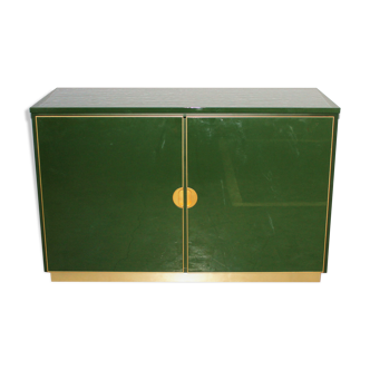 Italian emerald green and brass cabinet ,1970