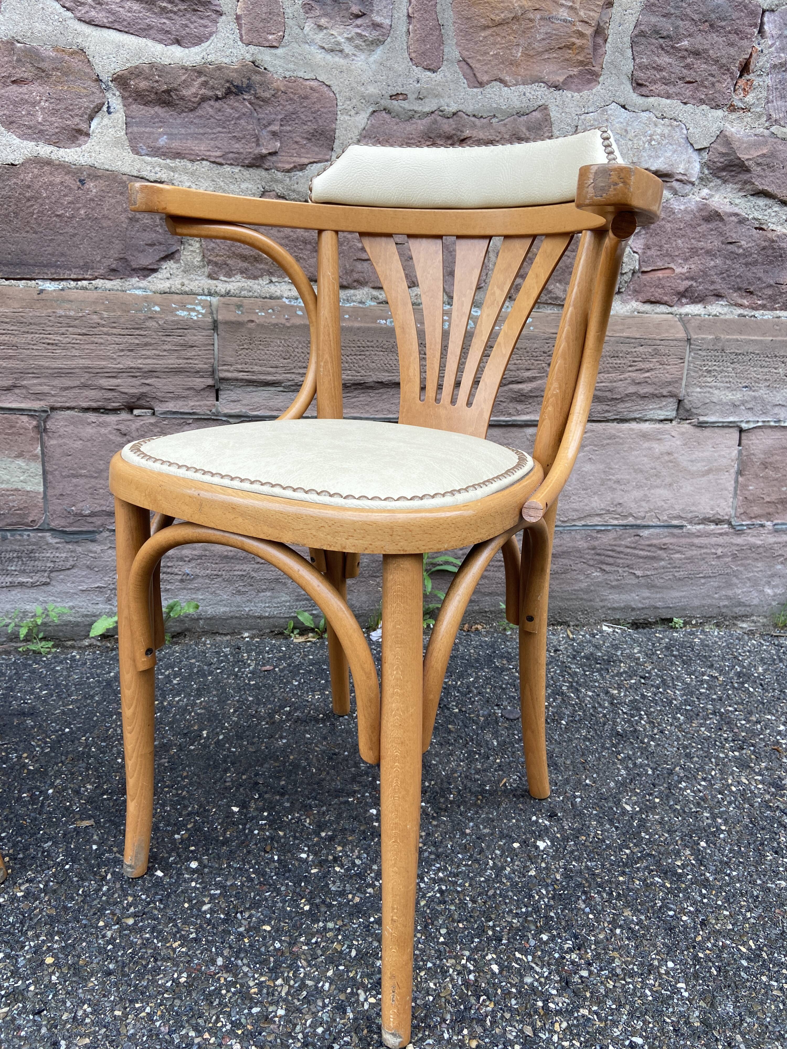 Paire de fauteuils bistrot bois courbé vintage