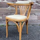 Pair of vintage curved wood bistro armchairs