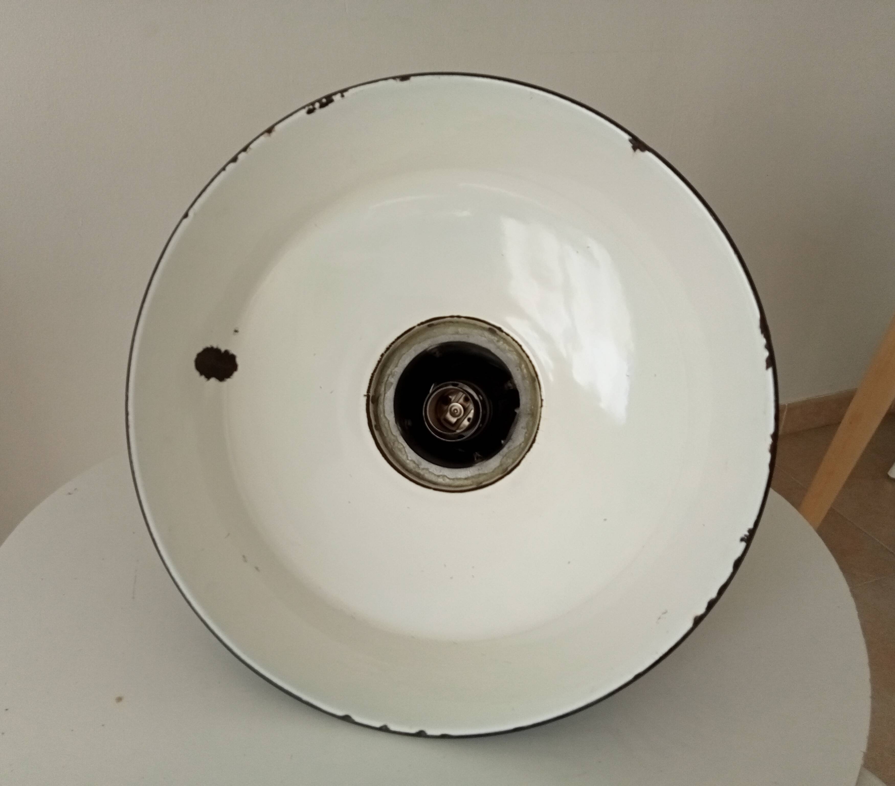 Vintage enamel industrial suspension Reflecto