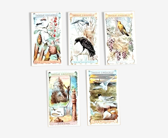 Lot de 5 chromolithographies sur carton Chocolat d'Aiguebelle