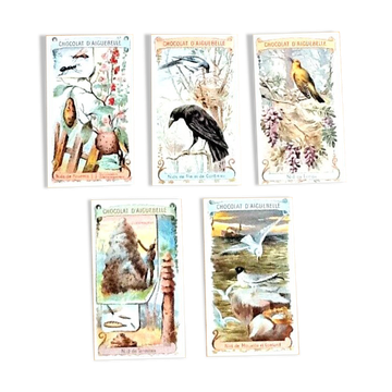 Lot de 5 chromolithographies sur carton Chocolat d'Aiguebelle
