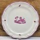 Old oval dish Gien model Paysages roses 1960 1971