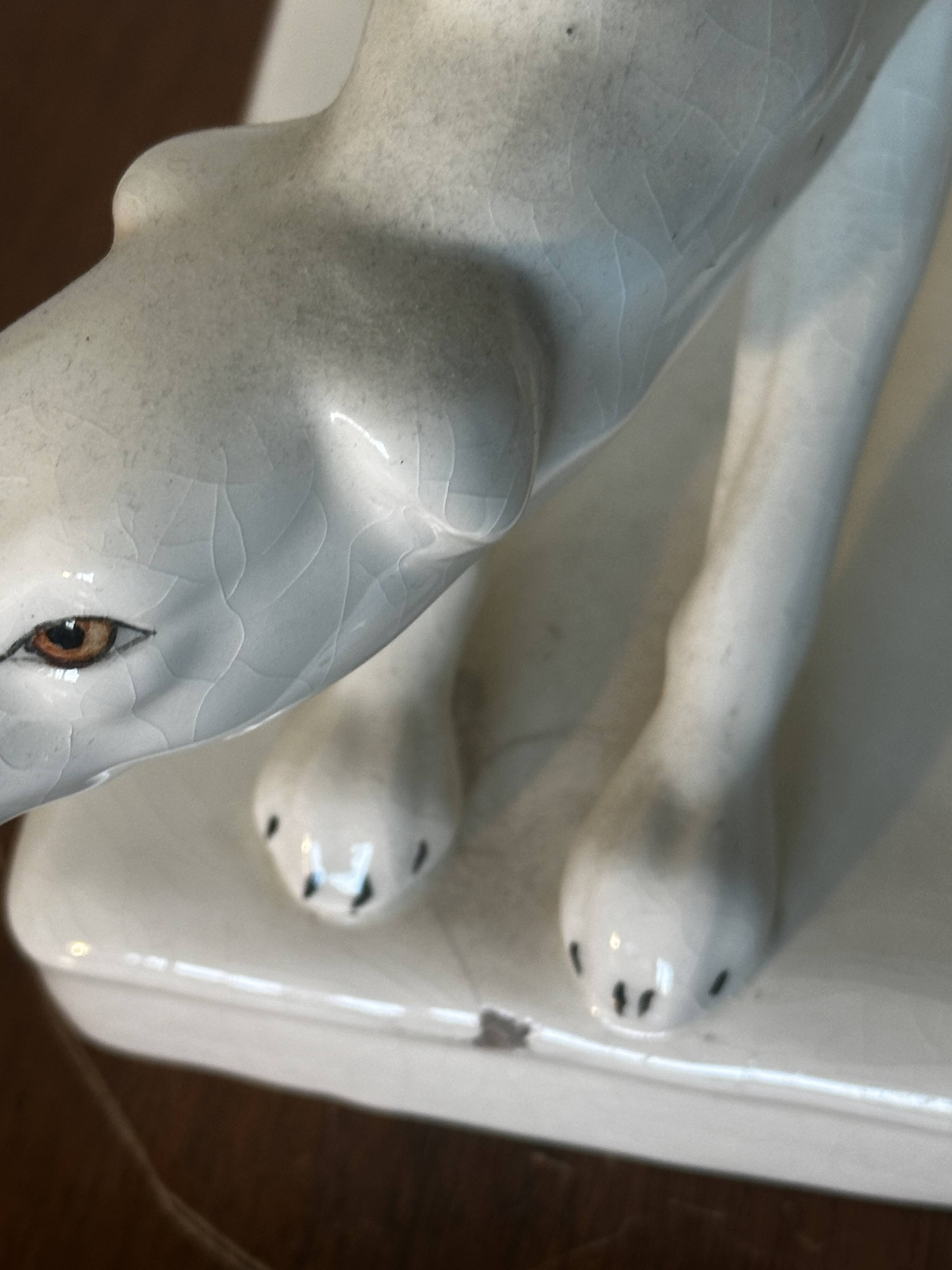 Pair of Borzoi - White Greyhounds - Art Deco ceramic