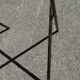 Folding garden or bistro table in khaki sheet metal from the early 1950s.