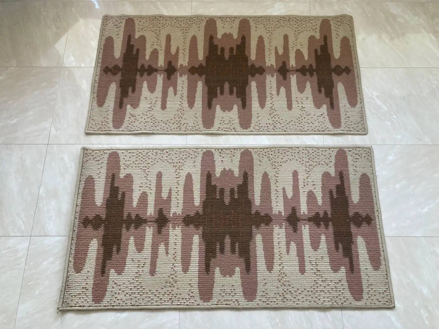 Pair of two design organic Scandinavian style carpets, 1970s / Czechoslovakia