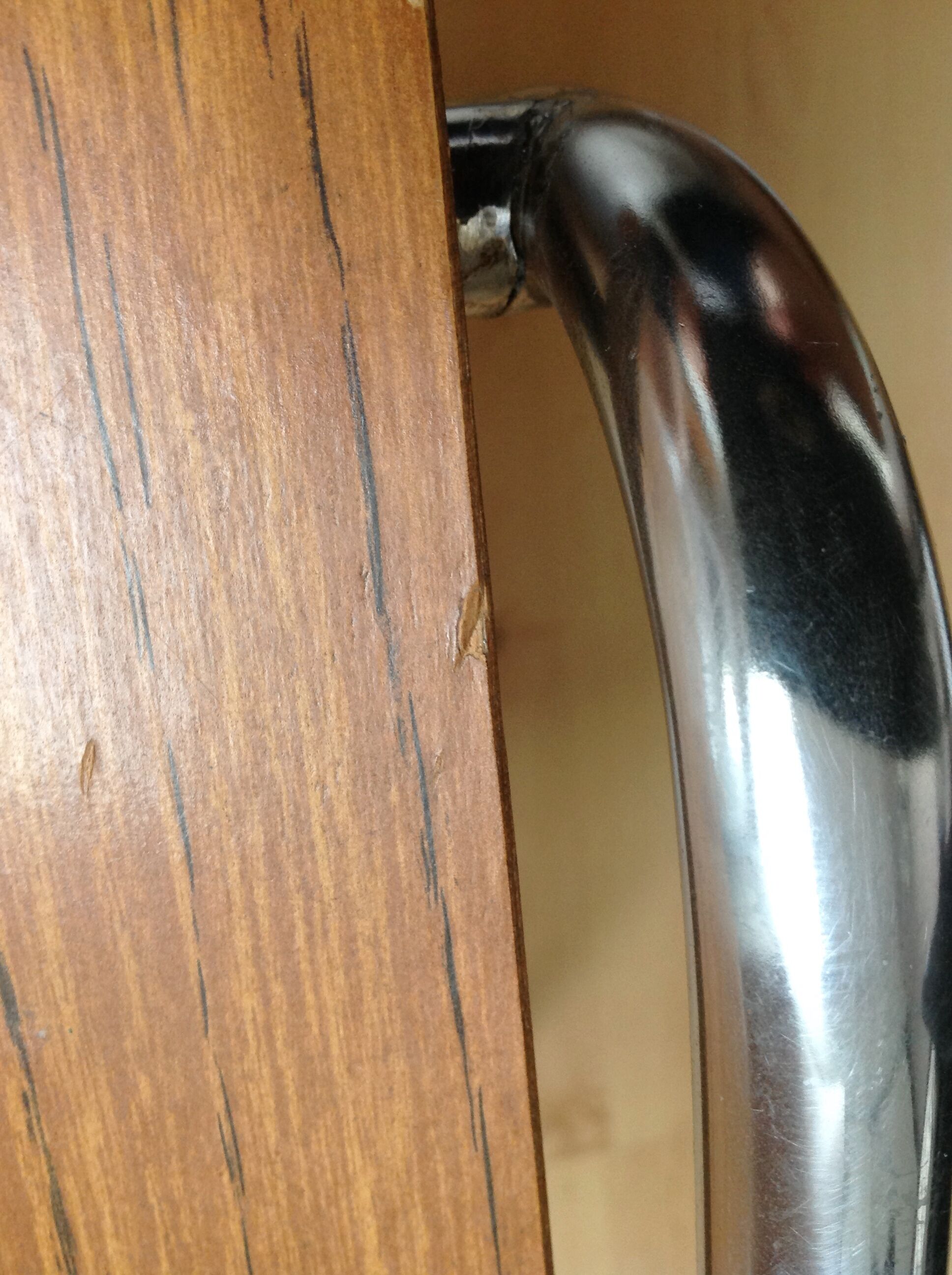 Multiplied wooden chair and chrome feet, vintage 60/70s
