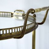 Mid-Century Modern Brass and Glass Bar Cart 1970s.