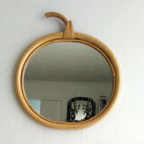 Apple shaped rattan mirror 32x34cm