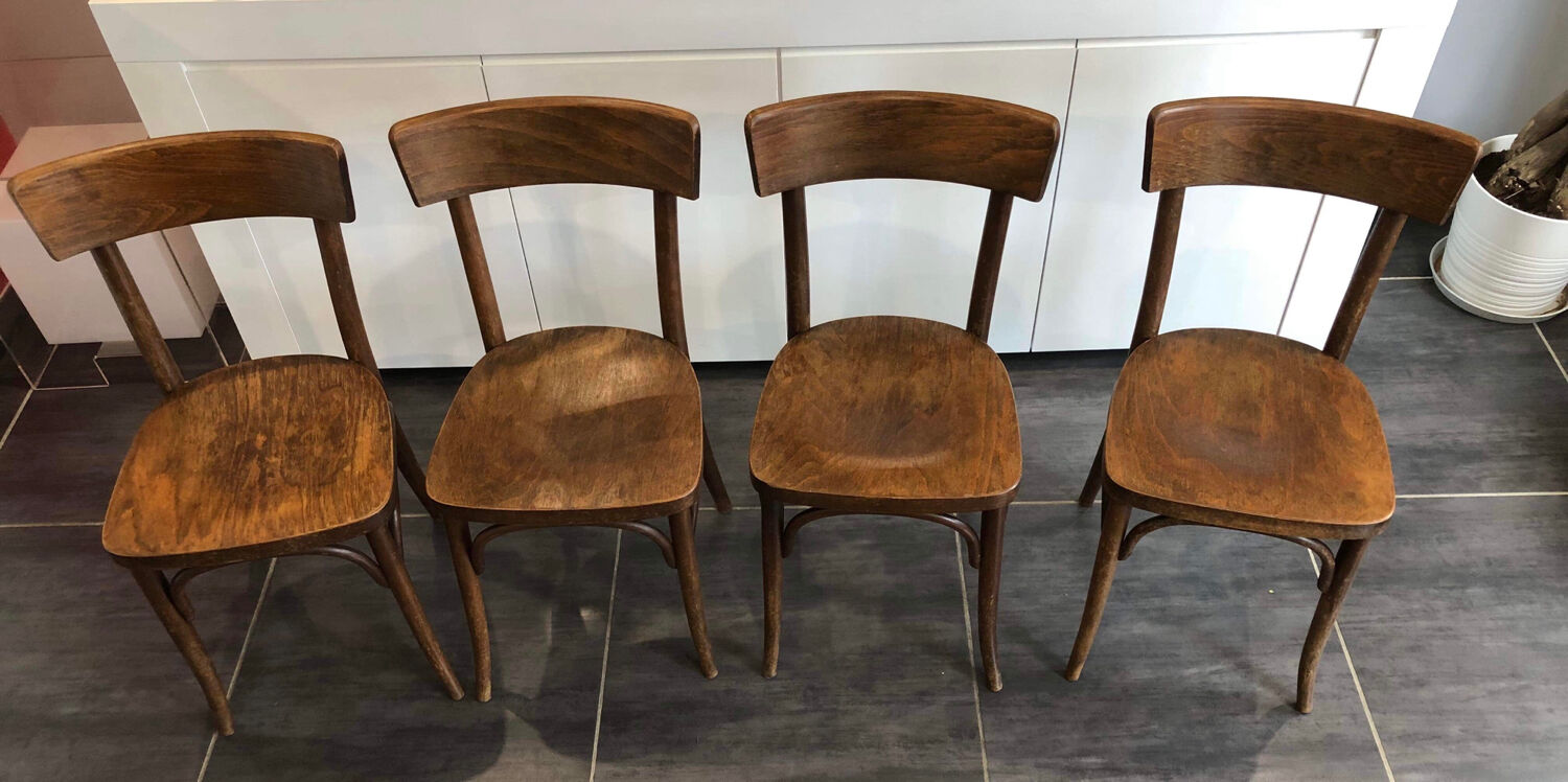 Suite de 4 chaises de bistrot Thonet, années 1960