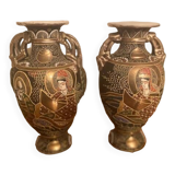 paire de vases Satsuma Japon signé