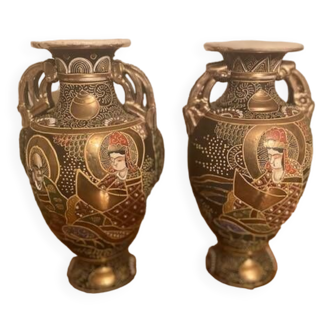 pair of Satsuma Japan vases signed