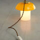 Mid-century yellow glass & brass mushroom table lamp