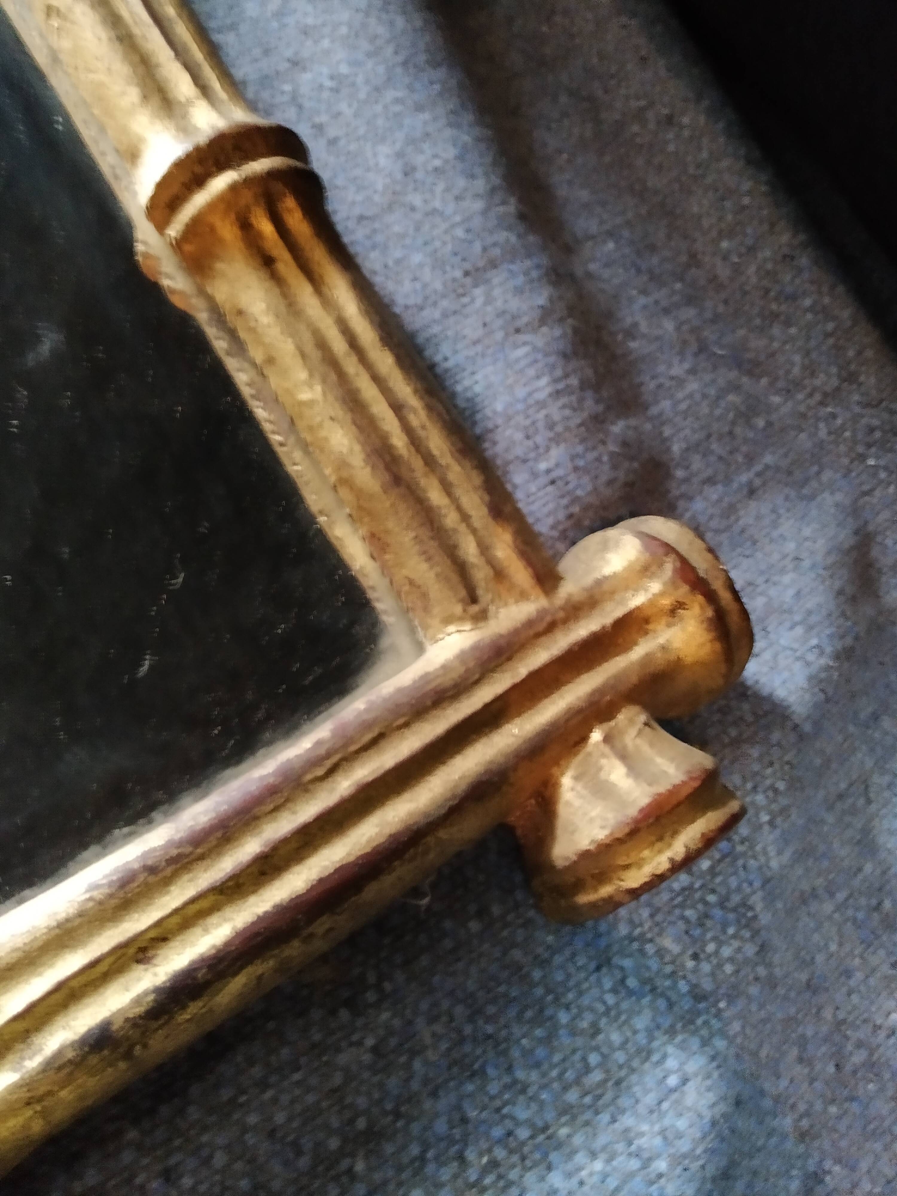 old mirror imitation bamboo gold papier-mâché  43 cm X 28, 5 cm