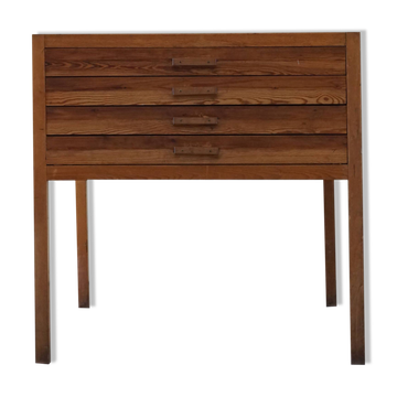 Grand cabinet de dessin danois du milieu du siècle, fabriqué en pin et en hêtre, années 1960