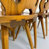 Set of 6 Alsatian double heart chairs in solid oak, early 20th century