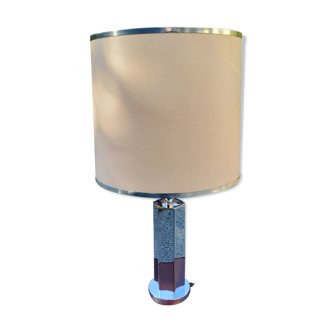 Lamp of the 70s in chrome metal original lampshade