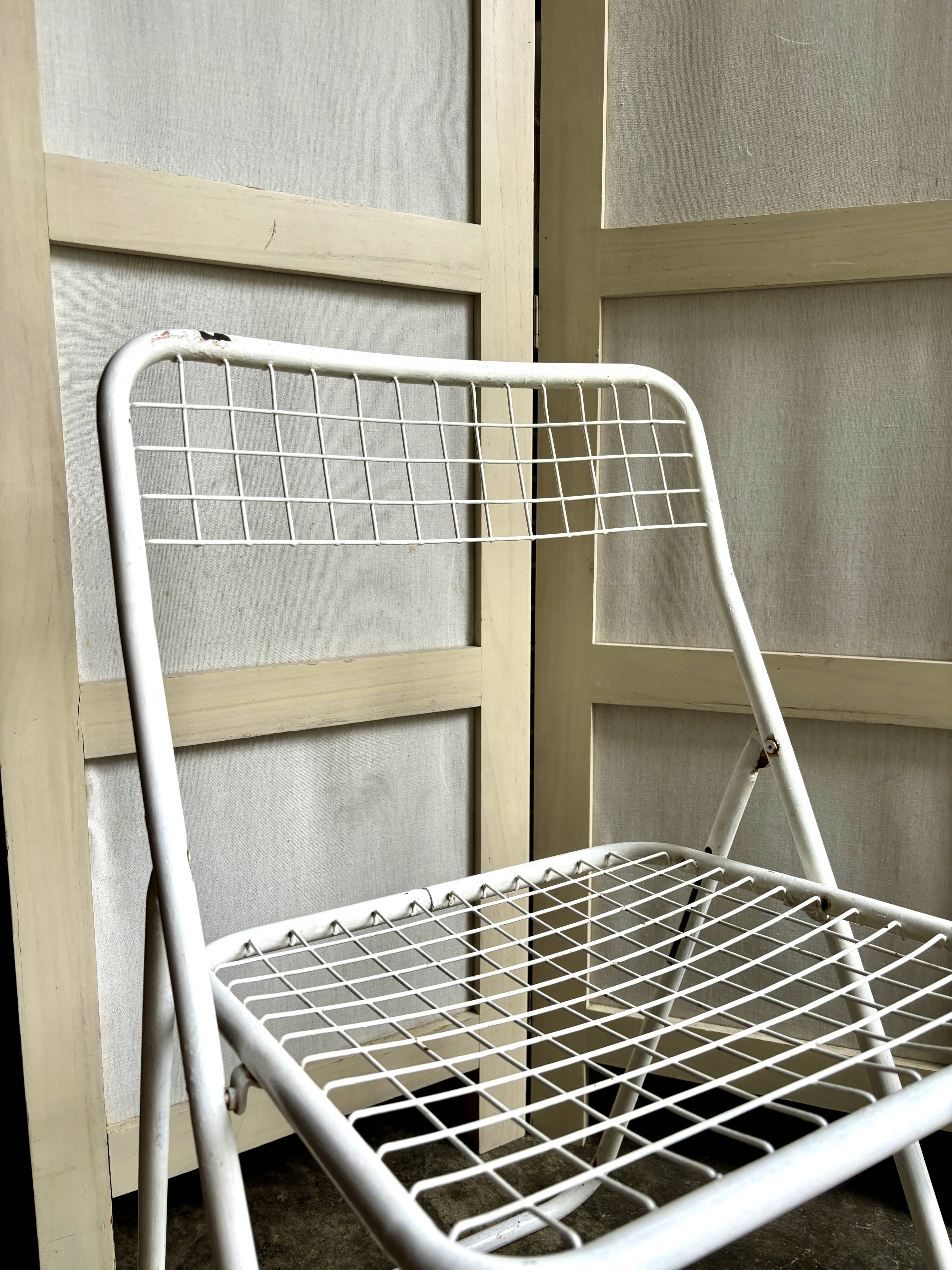 2 white metal "Ted Ned" folding chairs by Niels Gammelgaard for IKEA, 1980s