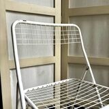 2 white metal "Ted Ned" folding chairs by Niels Gammelgaard for IKEA, 1980s