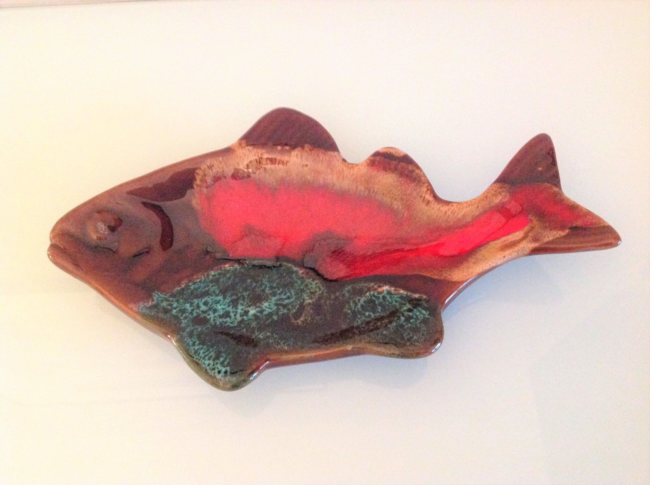 Empty fish pocket in polychrome ceramic Vallauris vintage 60s-70s