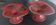 Pair of speckled red and black glazed stoneware ceramics – Signature