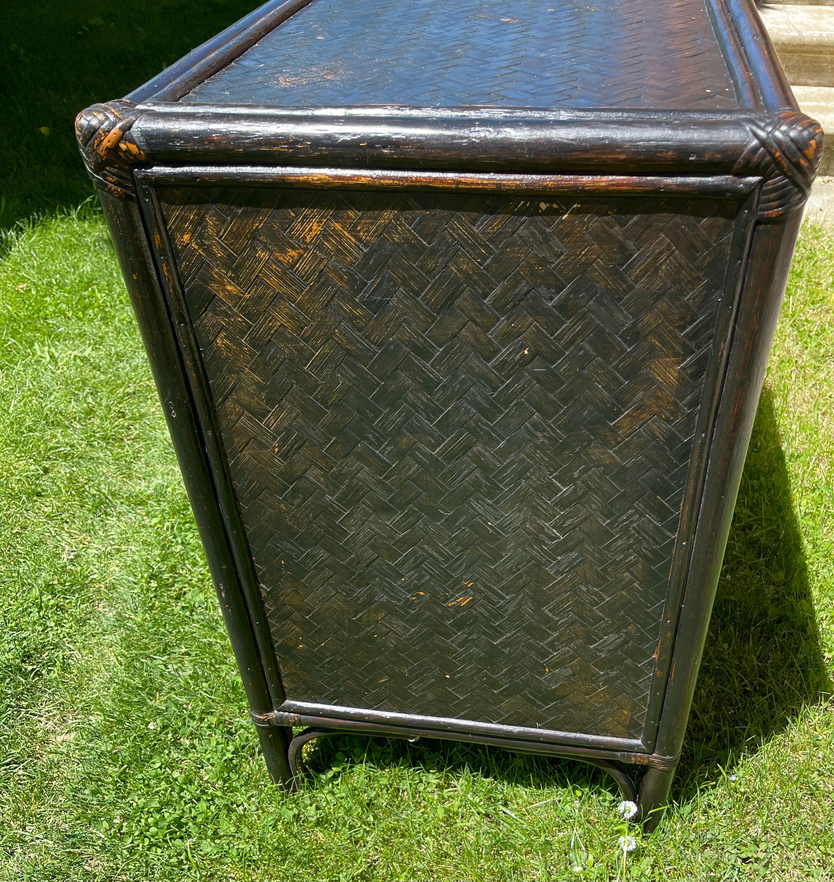 Vintage rattan chest of drawers