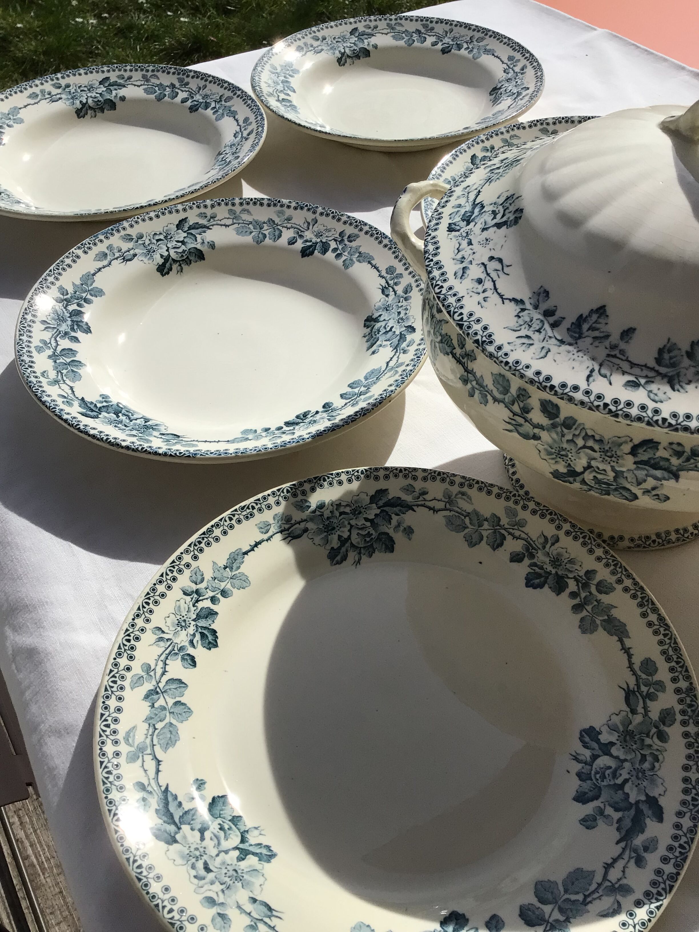 5 assiettes creuses Terre de Fer modèle Guadeloupe Debray bleu