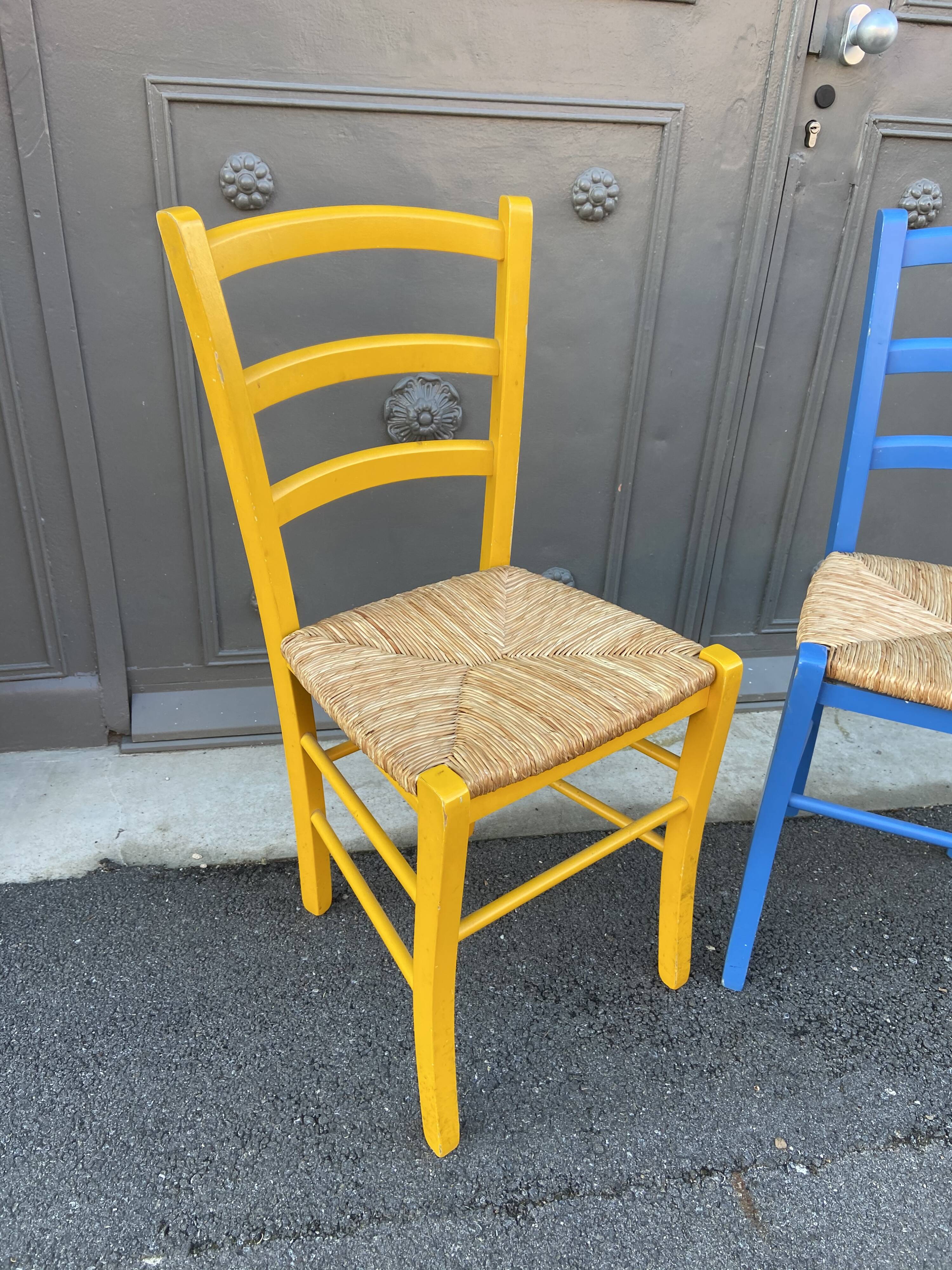 Fake pair of rustic vintage bistro chairs