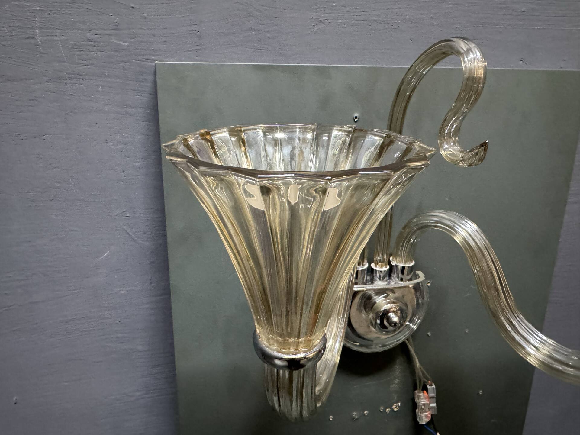 Set of 3 Murano Glass Barovier Sconces 