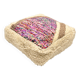 Vintage Moroccan pouf in multicoloured wool – 60 × 60 cm