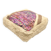 Pouf marocain vintage en laine multicolore