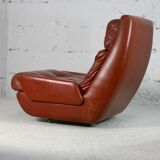 Easy chair "space age". Jean Prévost, France, leather, circa 1970