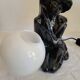 Black ceramic and opaline lamp