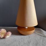 Table lamp blond wood and ecru fabric