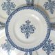 Terre de fer 8 Art Deco flat plates ALHAMBRA model blue SALINS