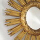 Vintage sun mirror in wood and gold resin 43 cm