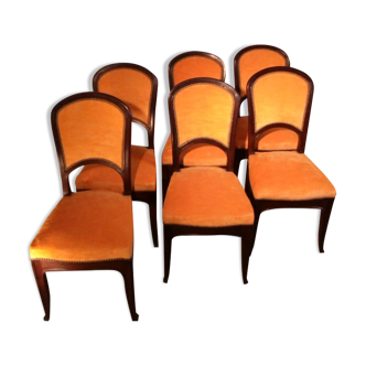 6 chaises Gauthier Ecole de Nancy retapissées