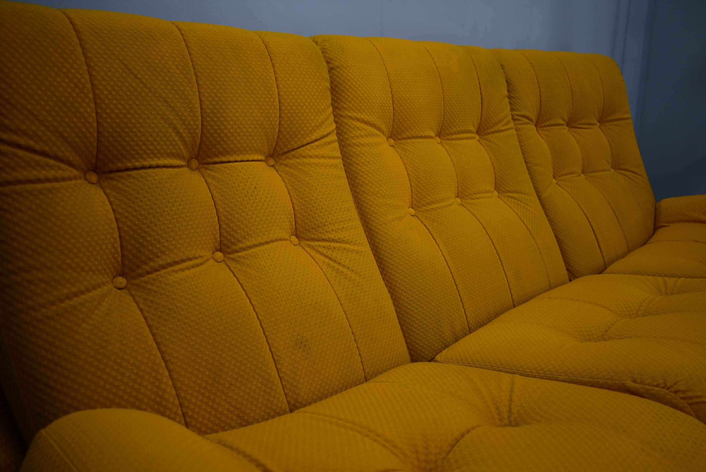 20th century, yellow Atlantis three-seater sofa, 1960s