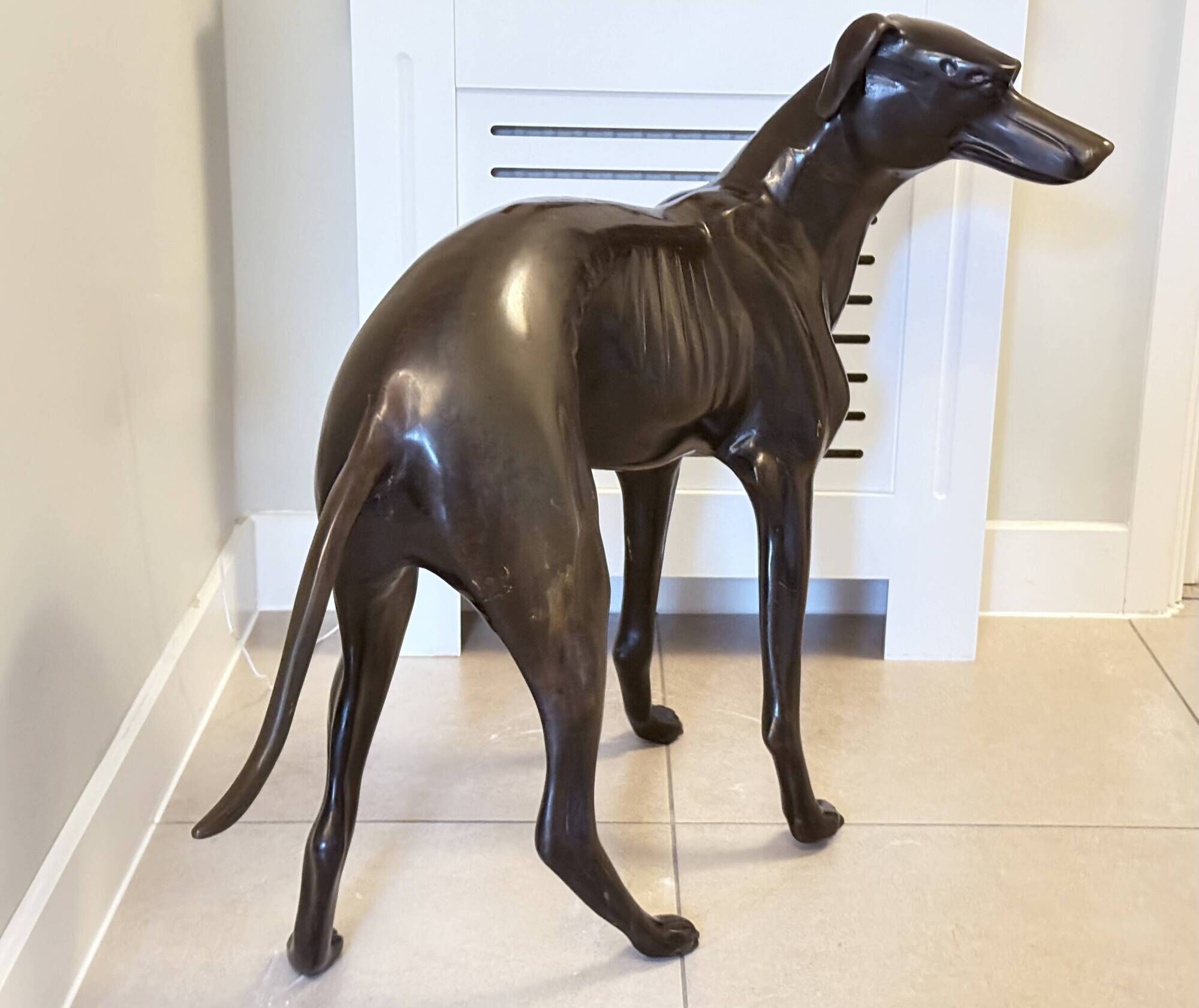 Monumental Bronze Statue of an Italian Greyhound / Whippet – Large Antique Sculpture Representing a Dog