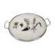 Round service tray in glass and metal vegetal decoration 1950
