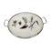 Round service tray in glass and metal vegetal decoration 1950