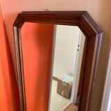 Brown wood rectangular mirror
